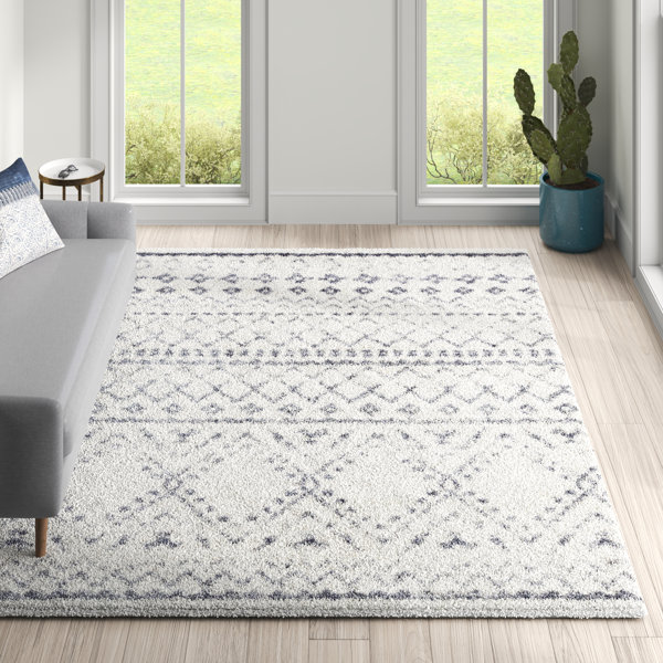 Mistana™ Shiloh Geometric Area Rug in White/Medium Gray & Reviews Wayfair